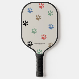 Paws Dog Cat Monogrammed Name Pickleball Paddle