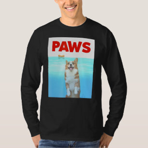 Paws Dog Parodie 80s Corgi Shark Grappige Hond T-shirt