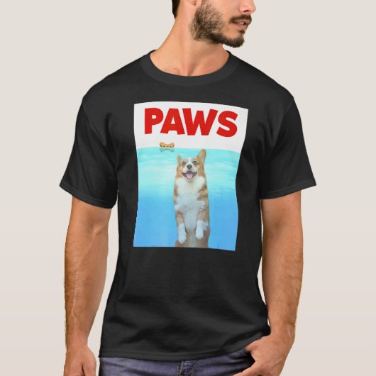 Paws Dog Parody 80s Corgi Shark Dog T-shirt (Voorkant)