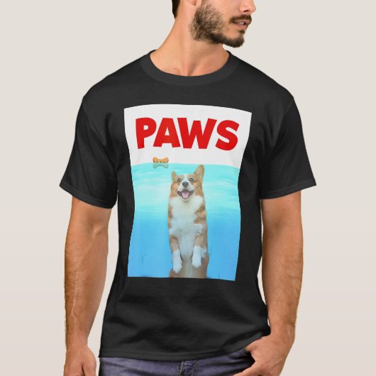 Paws Dog Parody 80s Corgi Shark  Dog T-shirt (Voorkant)
