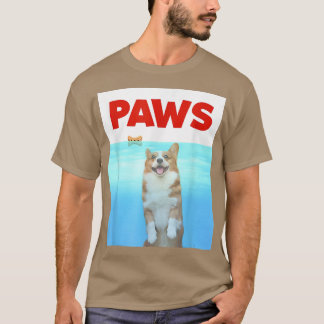 Paws Dog Parody 80s Corgi Shark Funny Dog Gift T-shirt