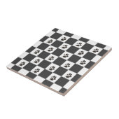 Paws Dog Pet Checkerboard Black White | Tegeltje (Zijkant)