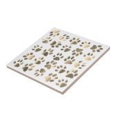 Paws Dog Pet Taupe Beige Gouden Tegel Tegeltje (Zijkant)