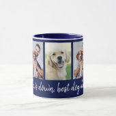 Paws Down Best Dog Dad 5 Foto Collage Blauw Mok (Midden)