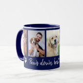 Paws Down Best Dog Dad 5 Foto Collage Blauw Mok (Voorkant links)