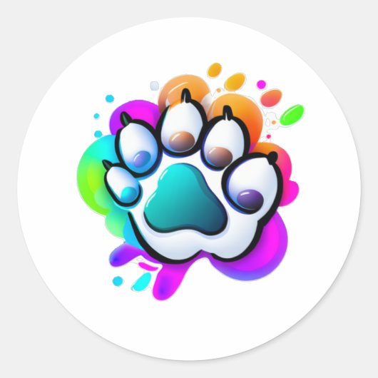 Paws Emoji Kleurrijke Splash Sticker (Voorkant)