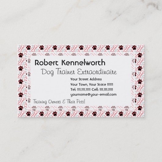 Paws en Botten Funny Design for Hondenliefhebbers Visitekaartje (Voorkant)