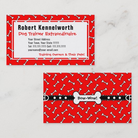 Paws en Botten Funny Design for Hondenliefhebbers Visitekaartje (Voorkant / Achterkant)