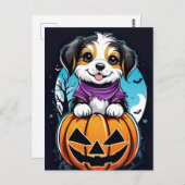 Paws en pompoenen, Leuke Halloween Briefkaart (Voorkant / Achterkant)
