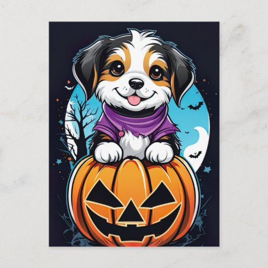 Paws en pompoenen, Leuke Halloween Briefkaart (Voorkant)