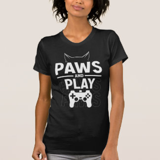 Paws en spelen, katten en gaming grafische gamer t-shirt