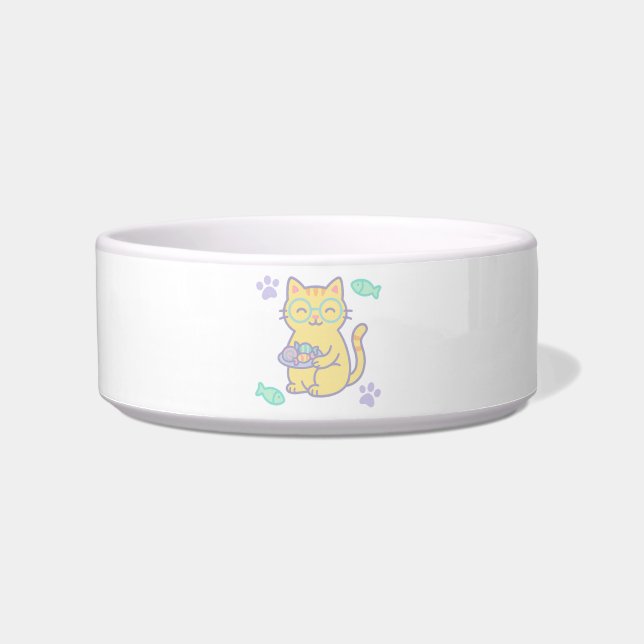 Paws & Fins – Pastel Doodle Delight Voerbakje (Voorkant)