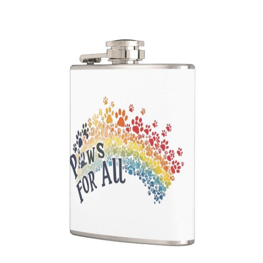 Paws for All – Rainbow Paw Print Unity  Heupfles (Links)