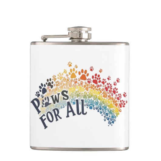 Paws for All – Rainbow Paw Print Unity Heupfles (Voorkant)