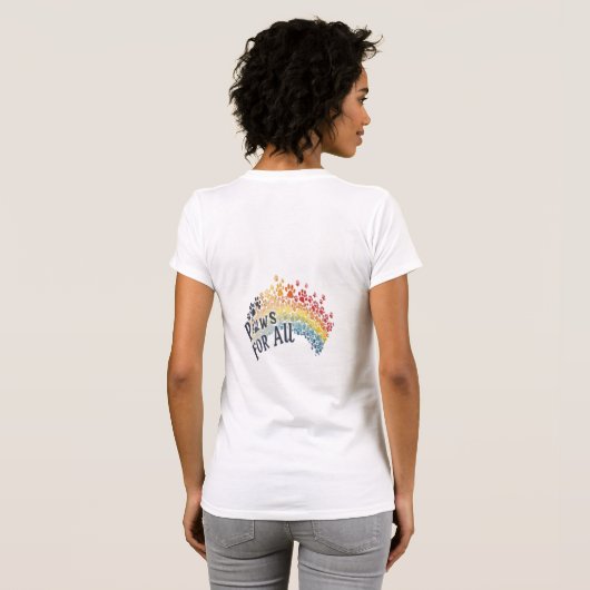 Paws for All – Rainbow Paw Print Unity  T-shirt (Achterkant volledig)