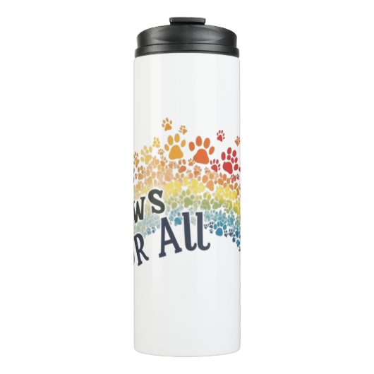 Paws for All – Rainbow Paw Print Unity  Thermosbeker (Voorkant)