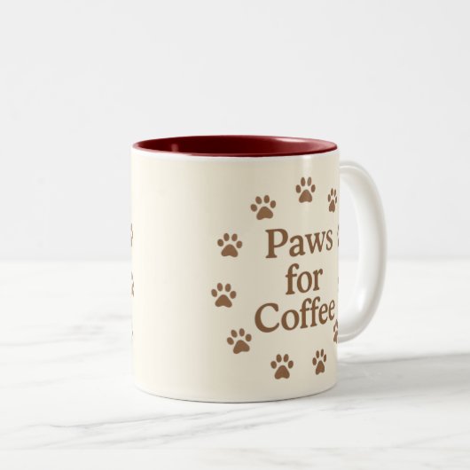 Paws for Coffee Tweekleurige Koffiemok (Voorkant rechts)
