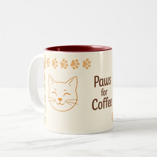 Paws for Coffee Tweekleurige Koffiemok (Voorkant links)