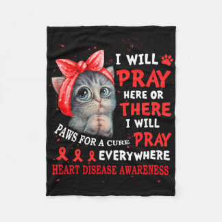 Paws for Cure Pray Cat Heart Disease Awareness Fleece Deken