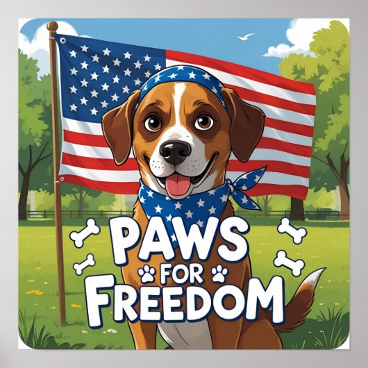 Paws for Freedom Patriotic Dog Poster Print (Voorkant)