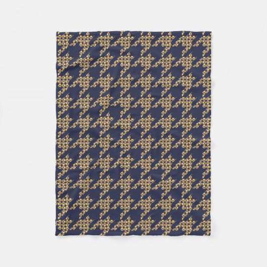Paws-for-Houndstooth Fleece Blanket (marine/Butter (Voorkant)