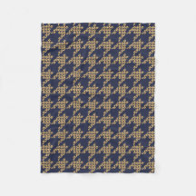 Paws-for-Houndstooth Fleece Blanket (marine/Butter