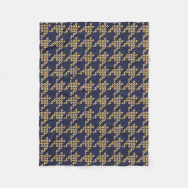 Paws-for-Houndstooth Fleece Blanket (marine/Butter Deken