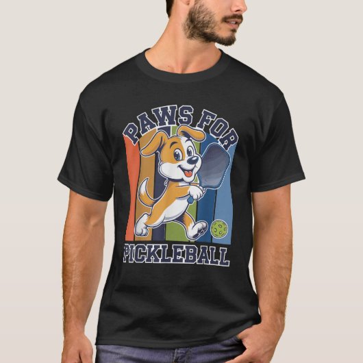 Paws for Pickleball Funny Dog Pickleball Player Pe T-shirt (Voorkant)