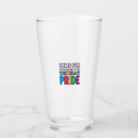 Paws for Pride Regenboog Pootafdruk Huisdier Liefh Glas (Voorkant)