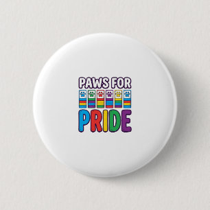 Paws for Pride Regenboog Pootafdruk Huisdier Liefh Ronde Button 5,7 Cm