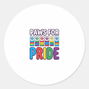 Paws for Pride Regenboog Pootafdruk Huisdier Liefh Ronde Sticker