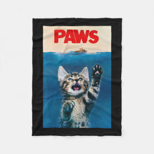 Paws Funny Cat Parodie Cat Lover Gift Kitten Shark Fleece Deken