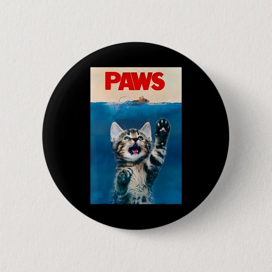 Paws Funny Cat Parodie Cat Lover Gift Kitten Shark Ronde Button 5,7 Cm (Voorkant)