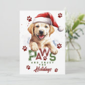 Paws Geniet van de Feestdagen Labrador Santa Hat X Feestdagenkaart (Staand voorkant)
