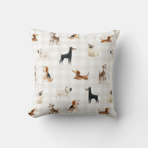 Paws Gingham lieve honden  Kussen