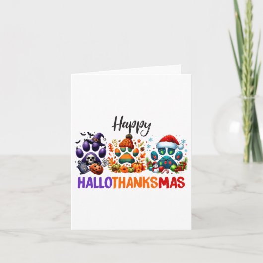 Paws Happy Hallothanksmas Halloween Thanksgiving C Kaart (Voorkant)