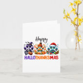 Paws Happy Hallothanksmas Halloween Thanksgiving C Kaart (Gele Bloem)
