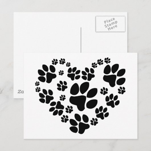 Paws Heart Briefkaart (Voorkant / Achterkant)