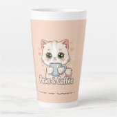 Paws, Hearts & Hot Coffee: Het Kawaii Kat Latte Mok (Voorkant)