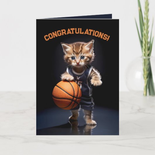 Paws & Hoops - Kitten Basketbal Bedankkaart (Voorkant)
