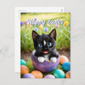 Paws in a Pod: Felini's Ei-ster Gezellig Nest Feestdagenkaart (Voorkant / Achterkant)