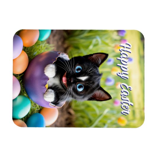 Paws in a Pod: Felini's Ei-ster Gezellig Nest Magneet (Horizontaal)