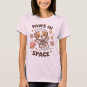 Paws in Space Funny Astronaut Cat T-Shirt – Cool  (Voorkant)
