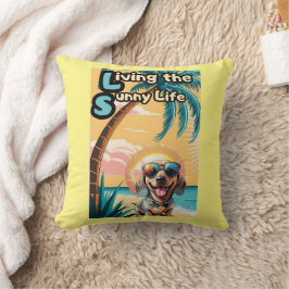 Paws in the Sunshine: Koele hond met zonnebril Kussen