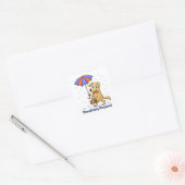 Paws-itief Bereid – Cute Hond met Paraplu Vierkante Sticker (Envelop)