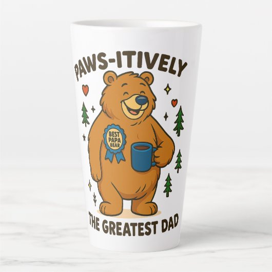 Paws-itief het grootste vader Beer Latte Mok (Voorkant)
