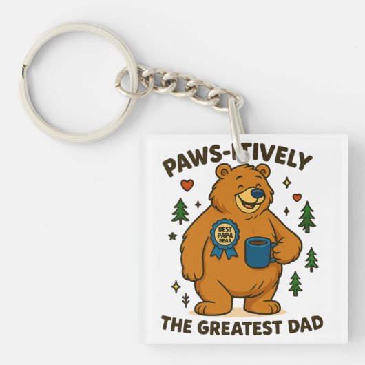 Paws-itief het grootste vader Beer Sleutelhanger (voorkant)
