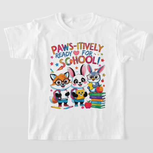 Paws-itief klaar voor school! t-shirt (Laagn)