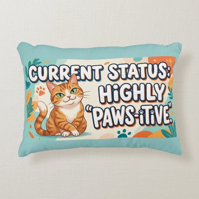 Paws-itieve Stemming Cute Tabby Kat Kussen (Voorkant)