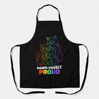 Paws-itive Trots Schattige Kitten Regenboog Kat Fe Schort